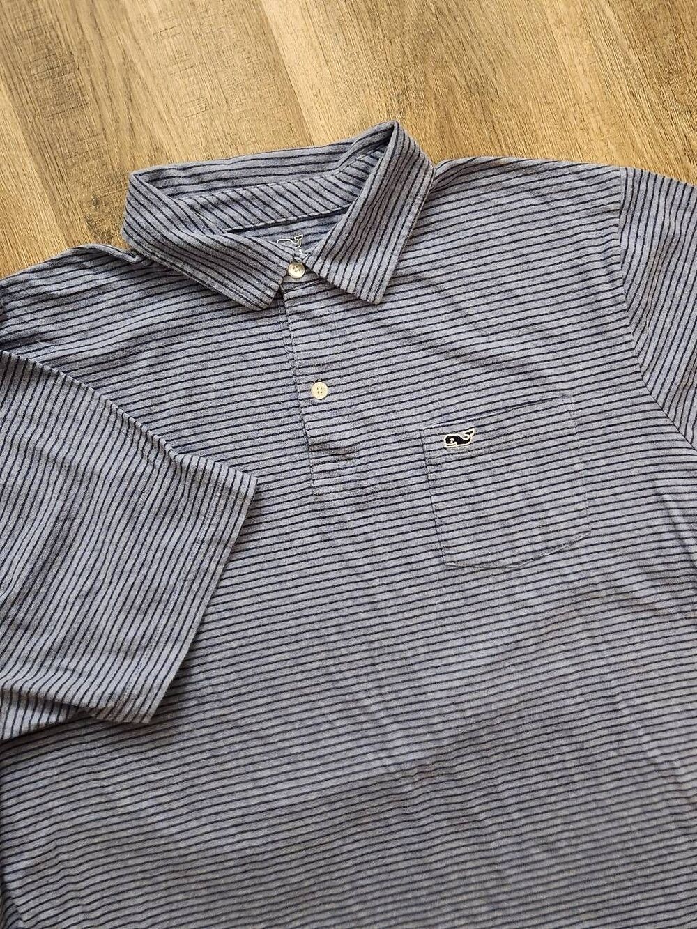 Vineyard Vines Pima Cotton Striped Men's XL Whale Logo Pocket Polo Short Sleeve